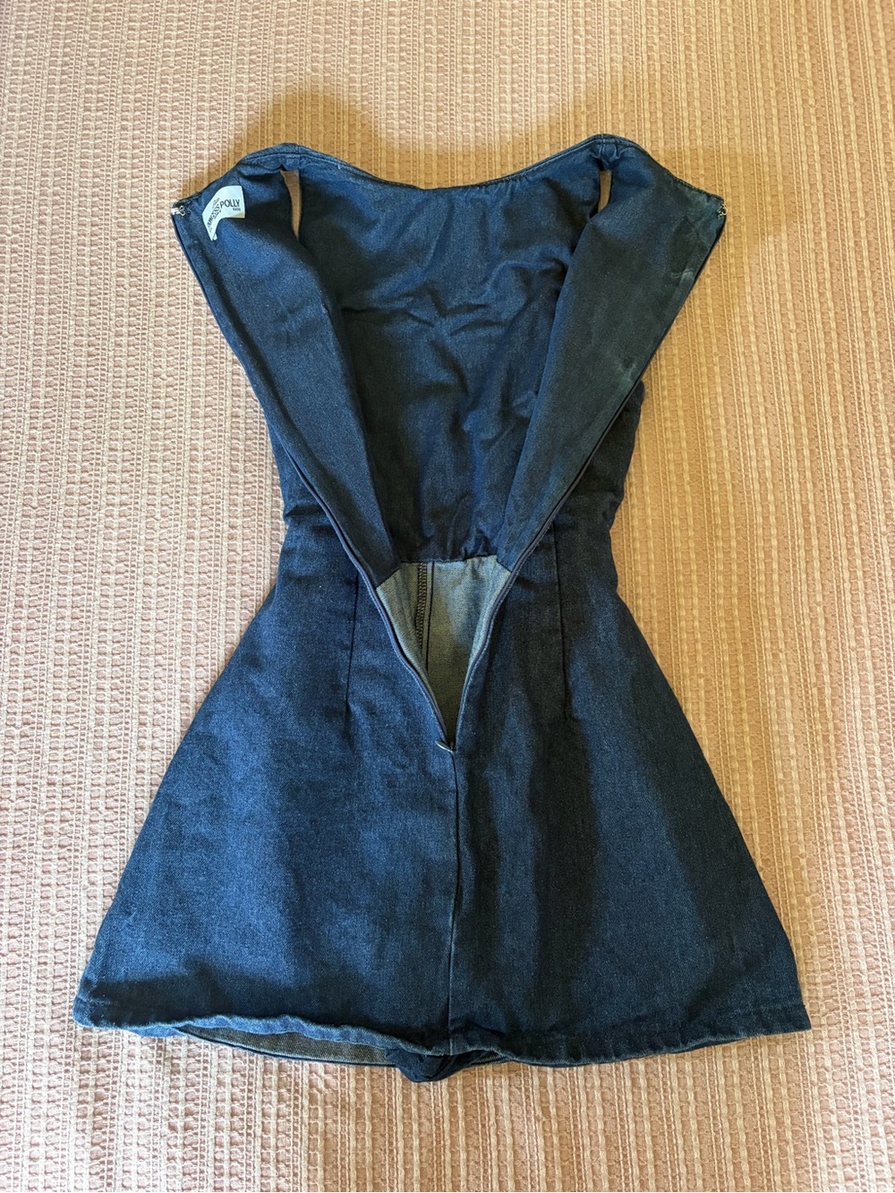 Princess Polly Denim Tie-Back/Front Dress w/ Built-In Shorts - Picture 3 of 6